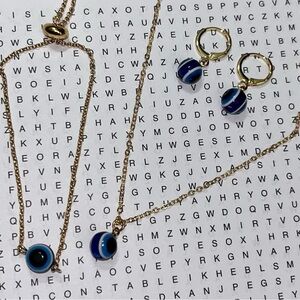 Gold and Blue Evil Eye Jewelry Set